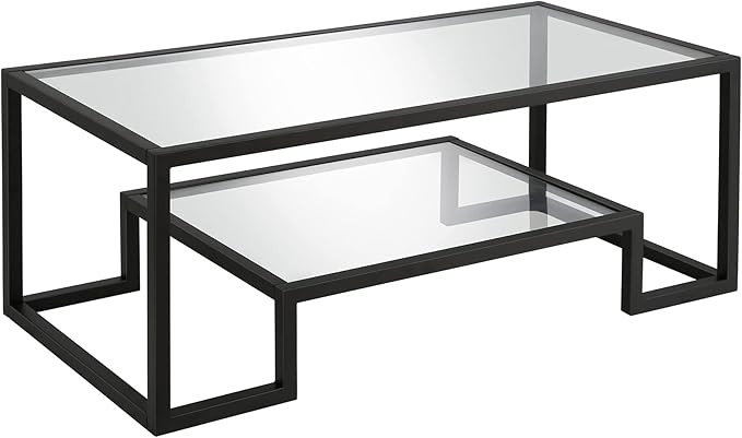 Henn&Hart 45" Wide Rectangular Coffee Table in Blackened Bronze, Modern coffee tables for living room, studio apartment essentials - LeafyLoom