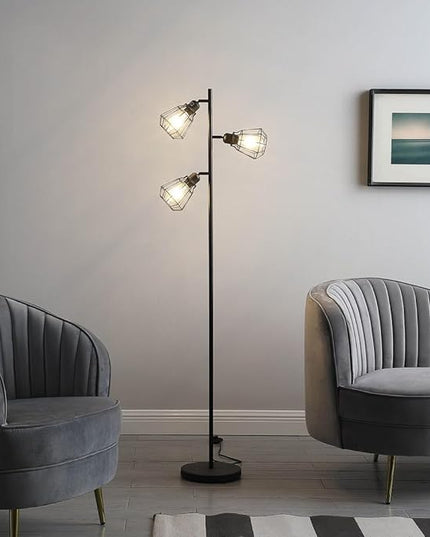 NicBex Floor Lamp,Modern Home Decor Floor Lamp with Adjustable Cage Shade and Step-On Switch,Standing Lamp Tall Lamp,Floor Lamps for Living Room,Bedroom and Office,Reading Light,Easy Assembly,Black - LeafyLoom
