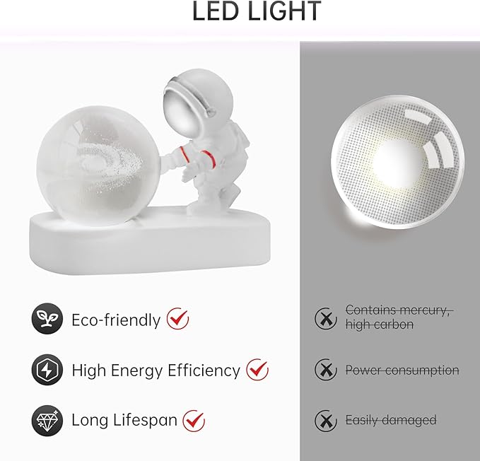 Table Lamp for Kids, 3D Galaxy Crystal Ball Super Soft Illumination LED Small Night Light USB Powered and Button Control Nightlight, Perfect for Gift - LeafyLoom