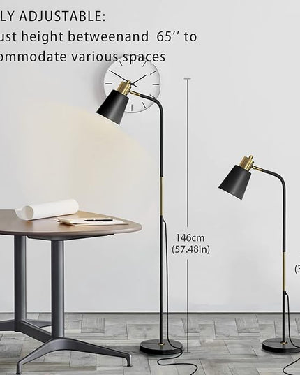 Floor Lamp, Dimmable Floor Lamps for Living Rooms & Bedrooms, Farmhouse Reading Lamp - Standing, Adjustable Metal Heads Indoor Task Lighting for Living Room Bedroom Office Home Décor (Black-01) - LeafyLoom