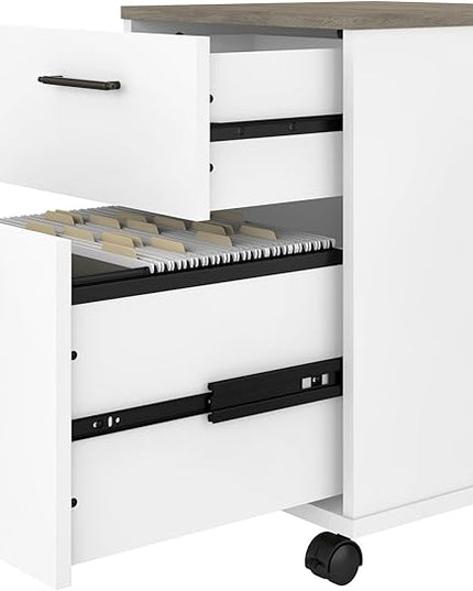 Bush KWF116G2W-03 2-Drawer Mobile File Cabinet Ltr/Lgl Shiplap Gray/Pure White 15.51-Inch - LeafyLoom
