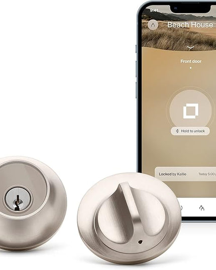 Level Lock Smart Lock - World's Smallest Smart Lock - Level App for iOS & Android - Works with Apple Home (Satin Nickel) Level