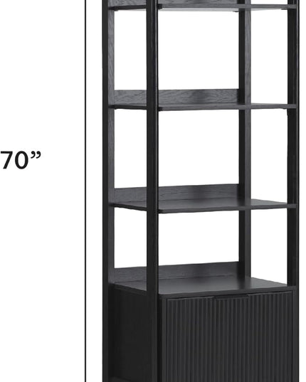 Walker Edison Modern Narrow Open Bookshelf Bottom, 22 Inch, One-Drawer Black - LeafyLoom