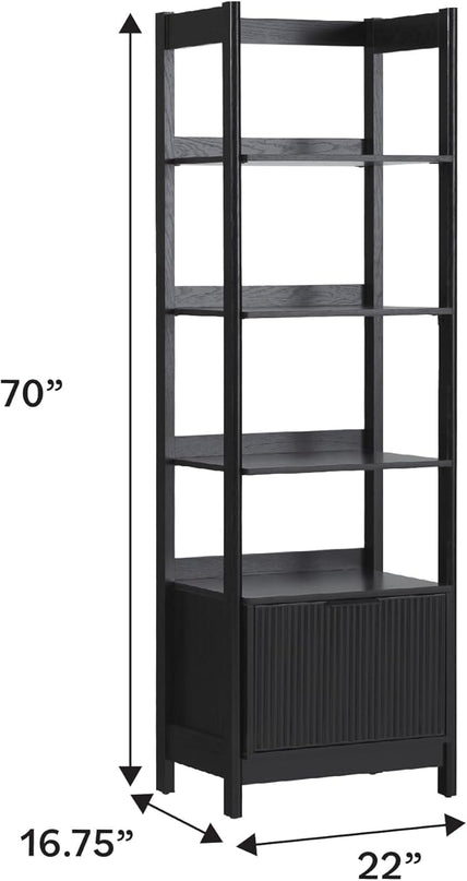 Walker Edison Modern Narrow Open Bookshelf Bottom, 22 Inch, One-Drawer Black - LeafyLoom