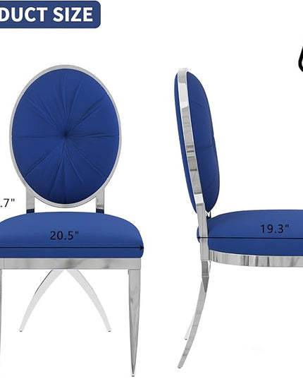 ACEDÉCOR Blue and Silver Dining Chairs, Mid-Century Modern Velvet Dining Chairs with Silver X Shaped Legs, for Kitchen, Dining Room, Living Room,Restaurant, Set of 6 - LeafyLoom
