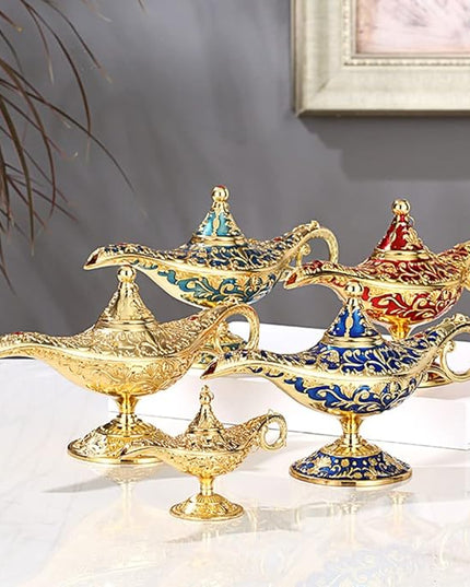 Classic Vintage Collectable Rare Legend Aladdin Magic Genie Costume Lamp Home Table Decoration & Gift, Gold - LeafyLoom
