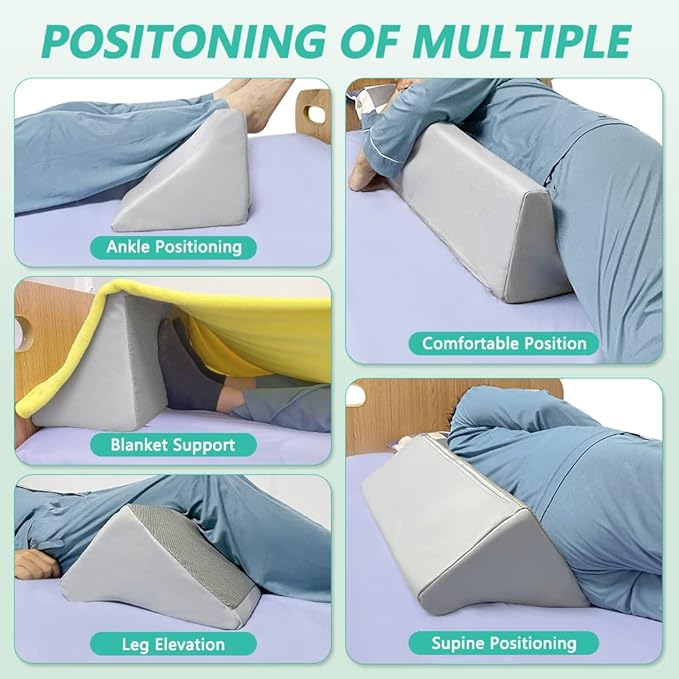 Wedge Pillow Post Surgery for Sleeping Bed Body Positioners Triangle Incline Waterproof Hospital Wedges Prevent Back Bed Sores Support Side Sleep Bedridden Patient Pregnancy Medical Turnover Device - LeafyLoom