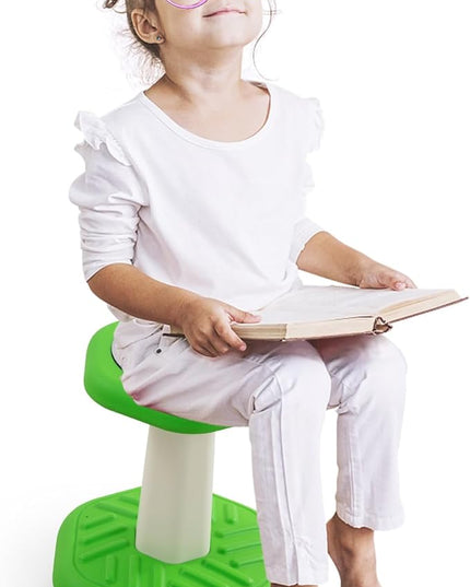 Kids Wobble Stool Chair Seat, Flexible Classroom Seating Improves Focus, Posture & Helps ADHD/ADD. Wobble Stools for Classroom Seating, Ages 3-8, Blue+Green - LeafyLoom