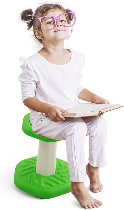 Kids Wobble Stool Chair Seat, Flexible Classroom Seating Improves Focus, Posture & Helps ADHD/ADD. Wobble Stools for Classroom Seating, Ages 3-8, Blue+Green - LeafyLoom