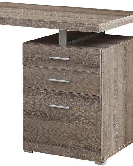 Monarch Specialties Computer Desk with File Cabinet-Left or Right Set-Up, 48" L, Dark Taupe - LeafyLoom