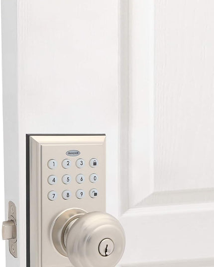 Honeywell Safes & Door Locks BLE Electronic Entry Knob with Keypad, Square Faceplate, Satin Nickel HoneywellSafesDoorLocks