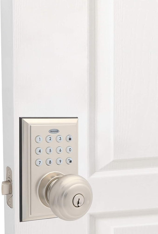 Honeywell Safes & Door Locks BLE Electronic Entry Knob with Keypad, Square Faceplate, Satin Nickel HoneywellSafesDoorLocks