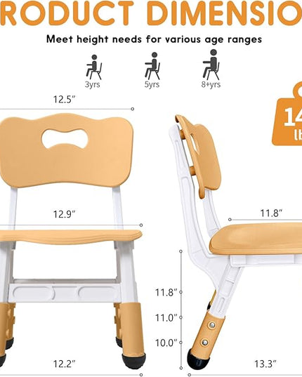 kids chair adjustable height Children chairs suitable for Children age 2-8 with foot covers for home classroom kindergarten and children's venues two-pack - LeafyLoom