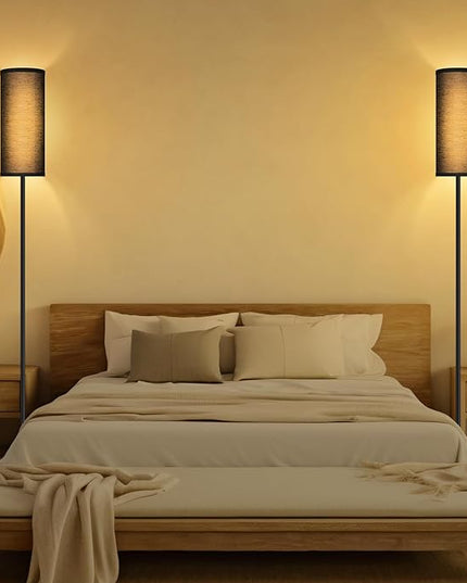 BoostArea Floor Lamps for Living Room, Dimmable floor lamp with 3 Color Temperatures Bulb, Black LED Floor Lamp, Modern Standing Lamp for Bedroom/Office/Study/Farmhouse(9W LED Bulb, Black Linen Shade) - LeafyLoom