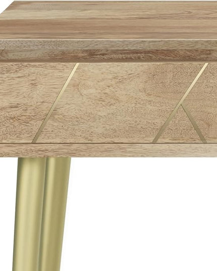SIMPLIHOME Jager SOLID MANGO WOOD and Metal 48 Inch Wide Contemporary and Mid century Console Table in Natural, for The Living Room, Entryway and Bedroom - LeafyLoom