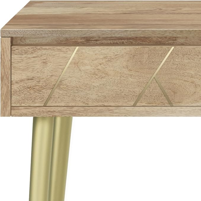 SIMPLIHOME Jager SOLID MANGO WOOD and Metal 48 Inch Wide Contemporary and Mid century Console Table in Natural, for The Living Room, Entryway and Bedroom - LeafyLoom