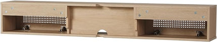 Walker Edison Modern Rattan Flip-Down-Door Wall-Mounted Floating Stand for TVs up to 65 Inche, 58 Inch, Coastal Oak - LeafyLoom