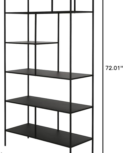 Henn&Hart 72" Tall Rectangular Bookcase in Blackened Bronze, Table for Living Room, Bedroom - LeafyLoom
