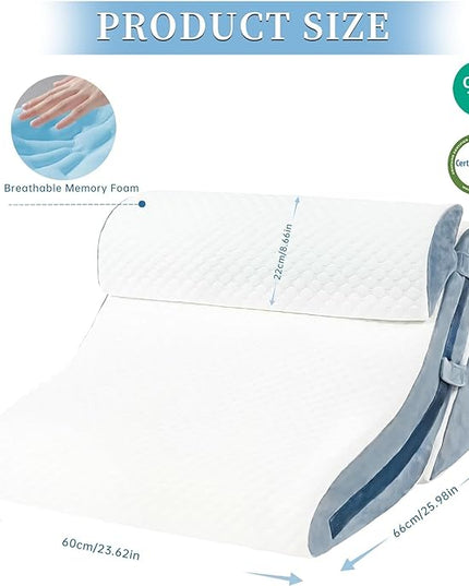 Bed Wedge Pillow for Sleeping 3PCS, 20-in-1 Adjustable Memory Foam Wedge Pillow for Acid Reflux, 3-in-1 Incline Wedge Pillow for After Surgery, Snoring, Back Pain(White) - LeafyLoom