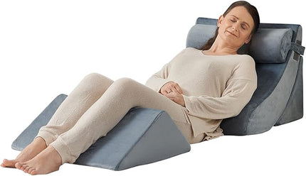 Axelrod Orthopedic Bed Wedge Pillow Set, Post Surgery Foam for Back, Neck and Leg Pain Relief Comfortable & Adjustable Ortho Pillows- Anti Snoring, Heartburn, Acid Reflux & GERD Sleeping Navy - LeafyLoom