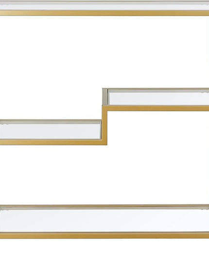 Henn&Hart 36" Tall Rectangular Bookcase in Gold, for Home Office, Living Room - LeafyLoom