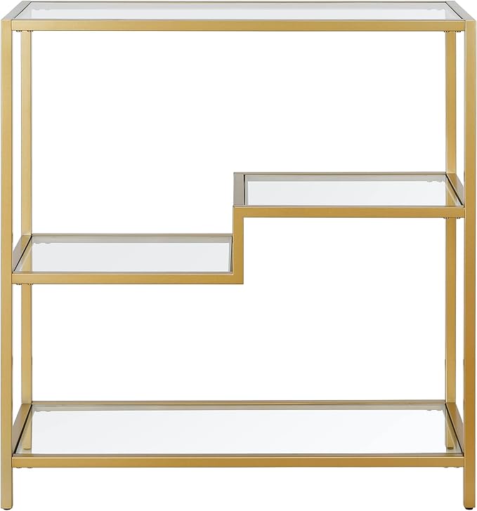 Henn&Hart 36" Tall Rectangular Bookcase in Gold, for Home Office, Living Room - LeafyLoom