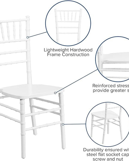 Flash Furniture Hercules Series Chiavari Chair for Formal Events and Banquets, Commercial/Residential All-Occasion Event Chair, White - LeafyLoom