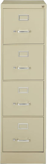 Lorell 4-Drawer Vertical File with Lock, 15 by 25 by 52-Inch, Putty - LeafyLoom