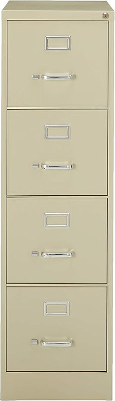 Lorell 4-Drawer Vertical File with Lock, 15 by 25 by 52-Inch, Putty - LeafyLoom