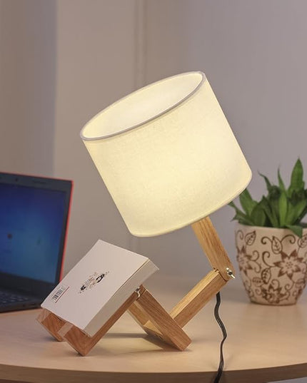 HAITRAL Cute Desk Lamp - Creative Table Lamp with Wood Base Changeable Shape Desk Lamp for Bedroom, Study, Office, Kids Room - LeafyLoom