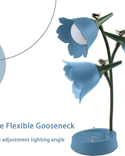 Himmel Flower Desk Lamp, Dimmable LED Kid Desk Lamp with 3 Colour Temperatures,Cordless Rechargeable Desk Lamp with Touch Sensor and Flexible Arm, USB Bedside Lamp for Reading, Learning - LeafyLoom