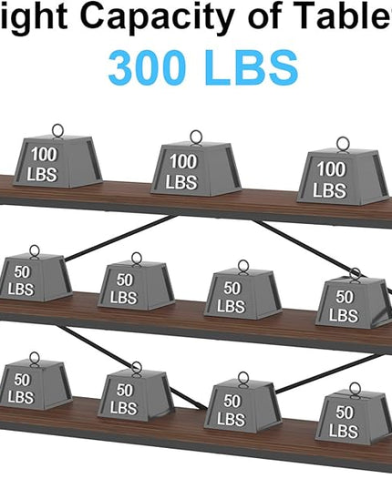IBF Walnut Low Wide Bookcase, Vintage 63 Inch Long 3 Tier Open Book Shelf, Farmhouse Big Wood Metal sturdy Bookshelf Display Case, Simple Large Etagere Bookshelves for Home Living Room Office Bedroom - LeafyLoom