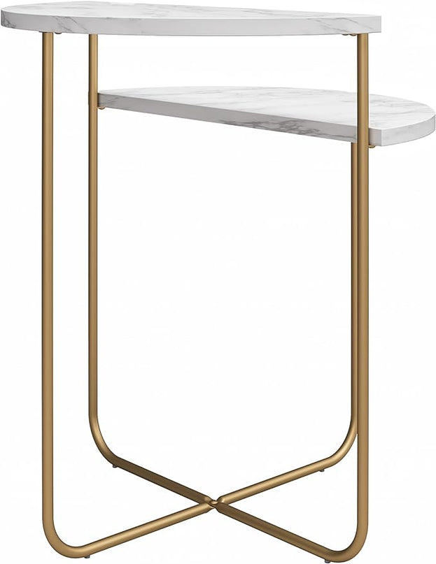 Novogratz Athena End Table, White Marble - LeafyLoom