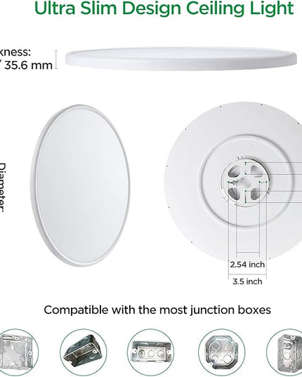 TALOYA 18 Inch Flush Mount Light Fixture Led,Compatible with Alexa Google Assistant Smart Life App,Sleek Round Ceiling Fixture,36+4W Main Light and RGB Night Light Adjustable,Enabled by 2.4G Wi-Fi Taloya