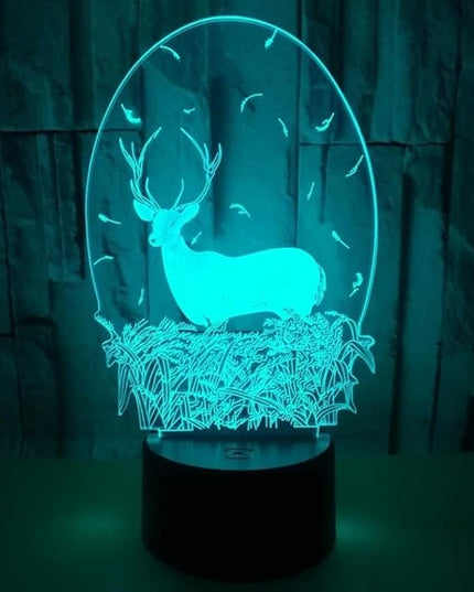 Christmas Deer Acrylic 3D Night Lights USB LED Table Lamp Home r2d2 3D Arts Lamp - 7 Colors Changing Bedroom Decor Business Gifts for Elders (Deer Head) - LeafyLoom