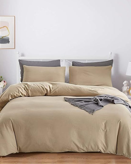 Champagne Comforter Set King Beige Bedding Set Lightweight Women Soft Champagne Blanket 3 PCs Durable Light Khaki Colored Comforter Set King Breathable Bed Comforter Set - LeafyLoom