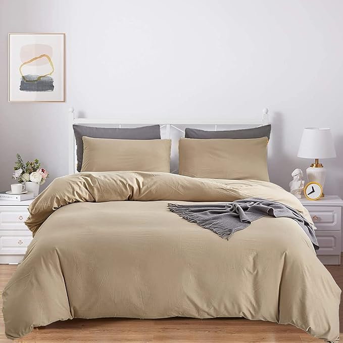 Champagne Comforter Set King Beige Bedding Set Lightweight Women Soft Champagne Blanket 3 PCs Durable Light Khaki Colored Comforter Set King Breathable Bed Comforter Set - LeafyLoom