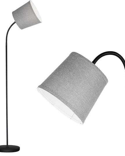 LED Floor Lamp, Standing Lamp for Living Room with Linen Lamp Shade,Adjustable Gooseneck Modern Reading Light,Floor Lamps for Bedroom,Office,Farmhouse,12W LED Bulb Included - LeafyLoom