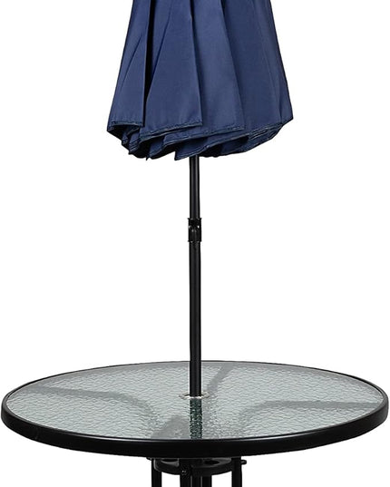 Flash Furniture Nantucket 6-Piece Patio Dining Set with Glass Table, 4 Folding Chairs, and Umbrella, Outdoor Patio Table, Chairs, Umbrella Set, Navy - LeafyLoom