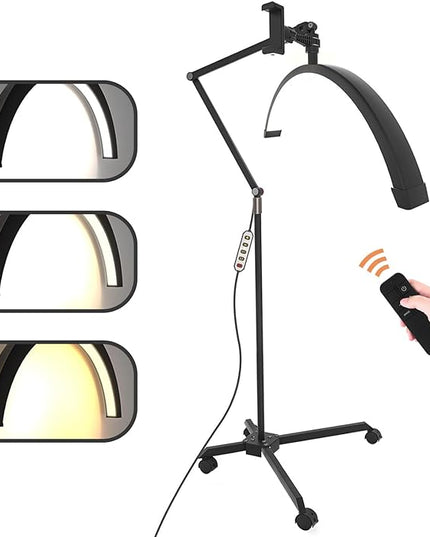 Lash Light Eyelash LED Floor Light, Tattoo Light, Pmu Lamp, Facialist Moon Lamp, Lighting for Beauty Filming and Content Creation Half Moon Light - LeafyLoom