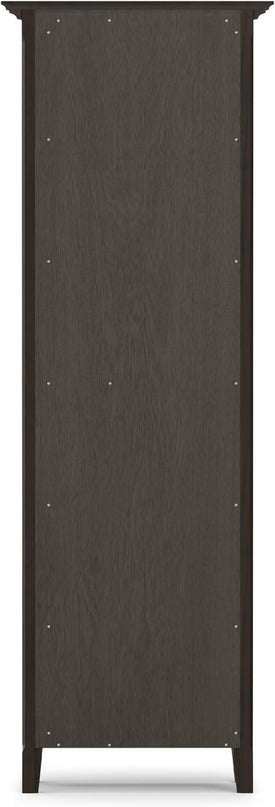 SIMPLIHOME Amherst SOLID WOOD Transitional 5 Shelf Bookcase for The Living, Study Room and Office, 24 inch, Hickory Brown - LeafyLoom