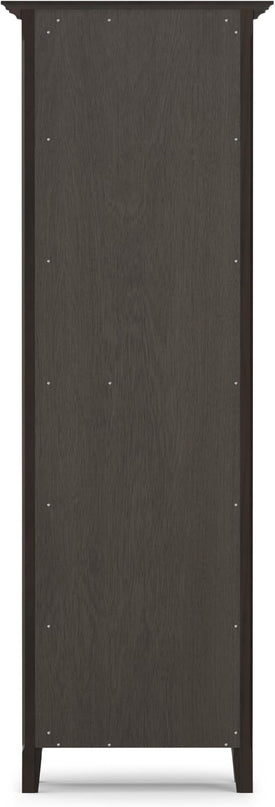 SIMPLIHOME Amherst SOLID WOOD Transitional 5 Shelf Bookcase for The Living, Study Room and Office, 24 inch, Hickory Brown - LeafyLoom