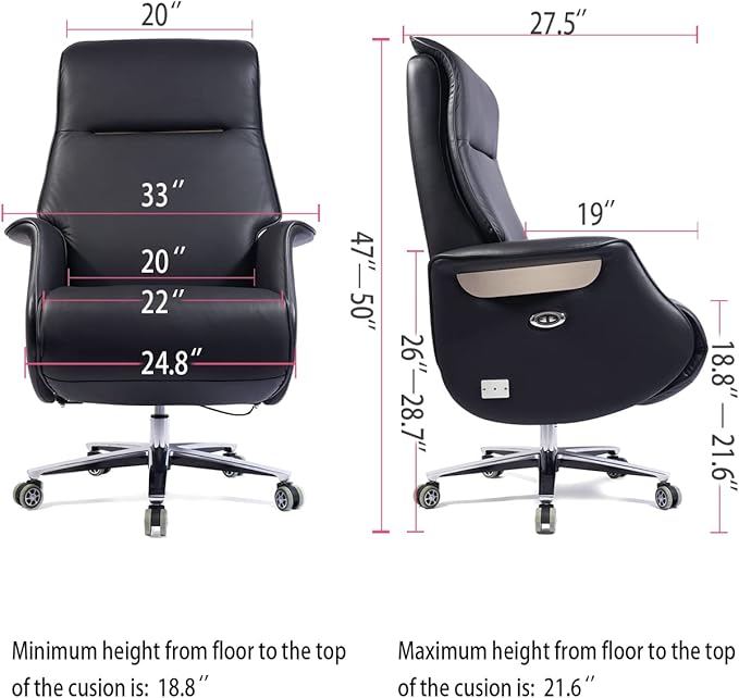 Leather Office Chair with high back,Reclining Office Chair with foot rest,Computer Chair,Gamer Chair,Swivel Desk Chair,Comfortable Home Office Chair,Recliner Chair,Ergonomic Office Chair - LeafyLoom