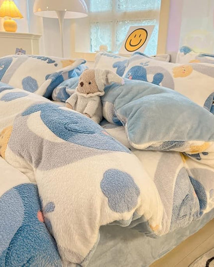 MorroMorn Twin Duvet Cover Set, Blue Whale Comforter Covers Bedding Sets, Fluffy Blanket Ultra Soft Kawaii Cute for Girls Toddler Kids Teen Women Twin/Twin XL Size - LeafyLoom