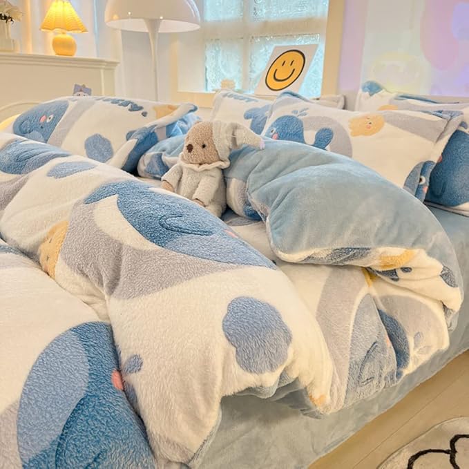 MorroMorn Twin Duvet Cover Set, Blue Whale Comforter Covers Bedding Sets, Fluffy Blanket Ultra Soft Kawaii Cute for Girls Toddler Kids Teen Women Twin/Twin XL Size - LeafyLoom