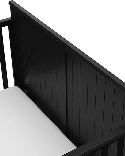 Graco Hadley 5-in-1 Convertible Crib with Drawer (Black) – Combo, Includes Full-Size Nursery Storage, Converts from Baby Crib to Toddler Bed, Daybed - LeafyLoom