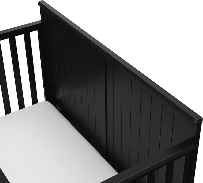 Graco Hadley 5-in-1 Convertible Crib with Drawer (Black) – Combo, Includes Full-Size Nursery Storage, Converts from Baby Crib to Toddler Bed, Daybed - LeafyLoom
