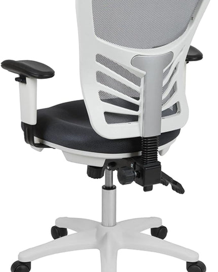 Flash Furniture Nicholas Mid-Back Swivel Office and Gaming Chair, Ergonomic Mesh Office Chair with Adjustable Lumbar Support and Height, Gray/White - LeafyLoom