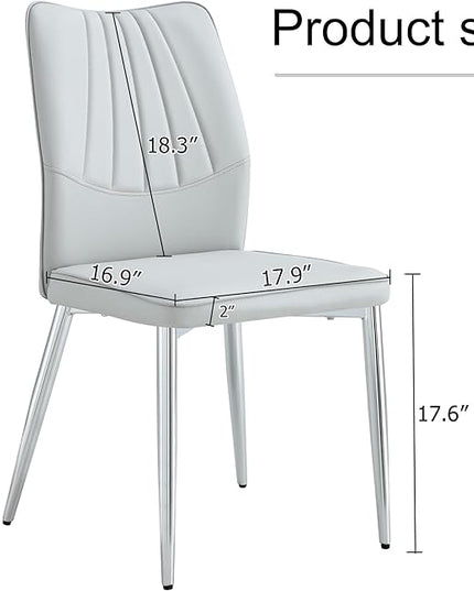 NicBex Dining Chairs Set of 4 Modern Faux Leather High Back Dining Chair Dining Room Kitchen Chairs with Silver Metal Legs,Chairs for Dining Room, Kitchen,Living Room, and Restaurants,Light Gray - LeafyLoom