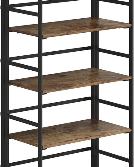 No-Assembly Folding Bookshelf Storage Shelves 5 Tiers Vintage Multifunctional Plant Flower Stand Storage Rack Shelves Bookcase for Home Office (Fire Board) - LeafyLoom